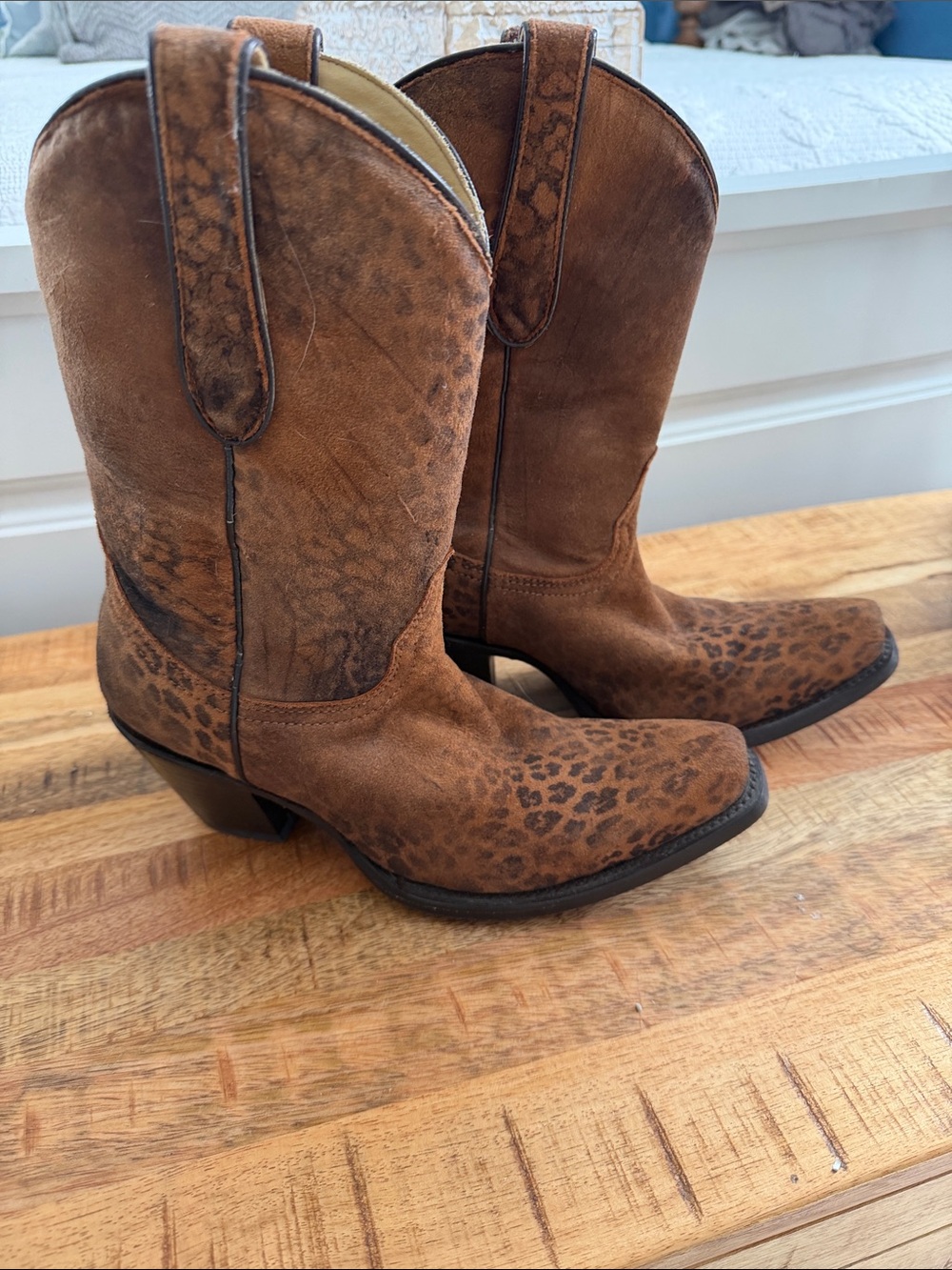 Corral Brown Leopard-Print Western Heeled Boots
